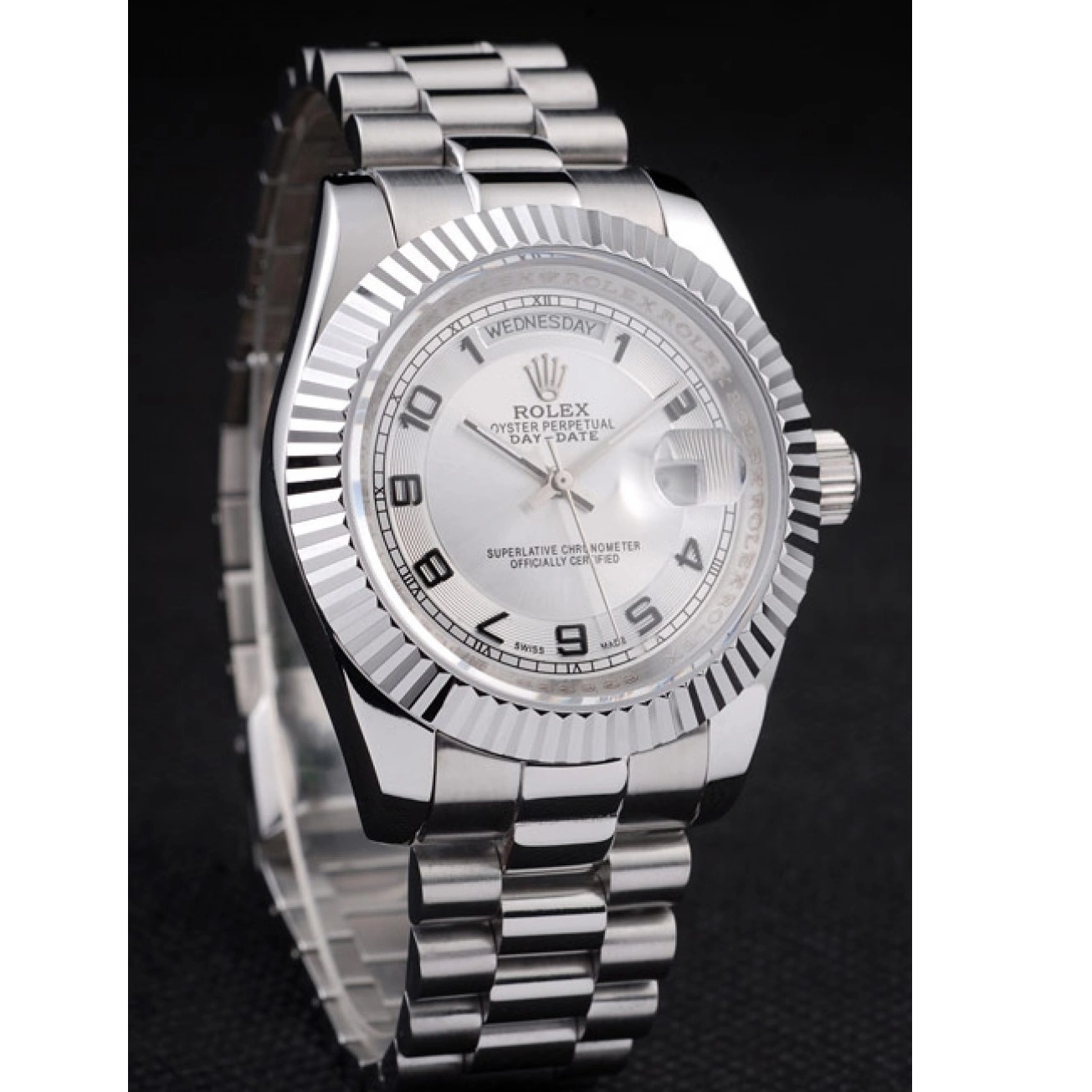 AAA Replica Watches Rolex Day-Date Dial White Steel Stainless Polished 0619